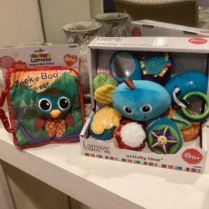 NEW LAMAZE ACTIVITY TIME PLUSH OCTOPUS TOY & PEEK A BOO FOREST SOFT BOOK BUNDLE